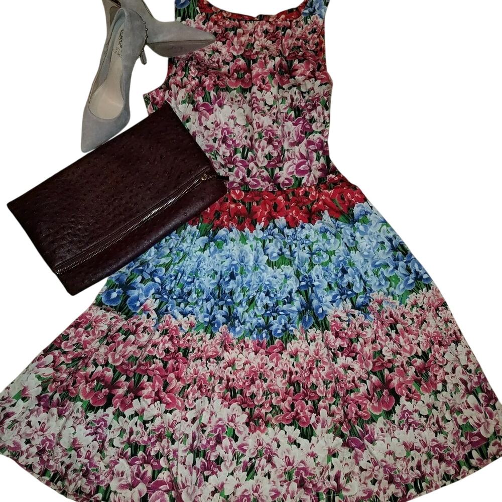 vintage Rinascimento women's sleeveless knee length floral dress sz S AS IS